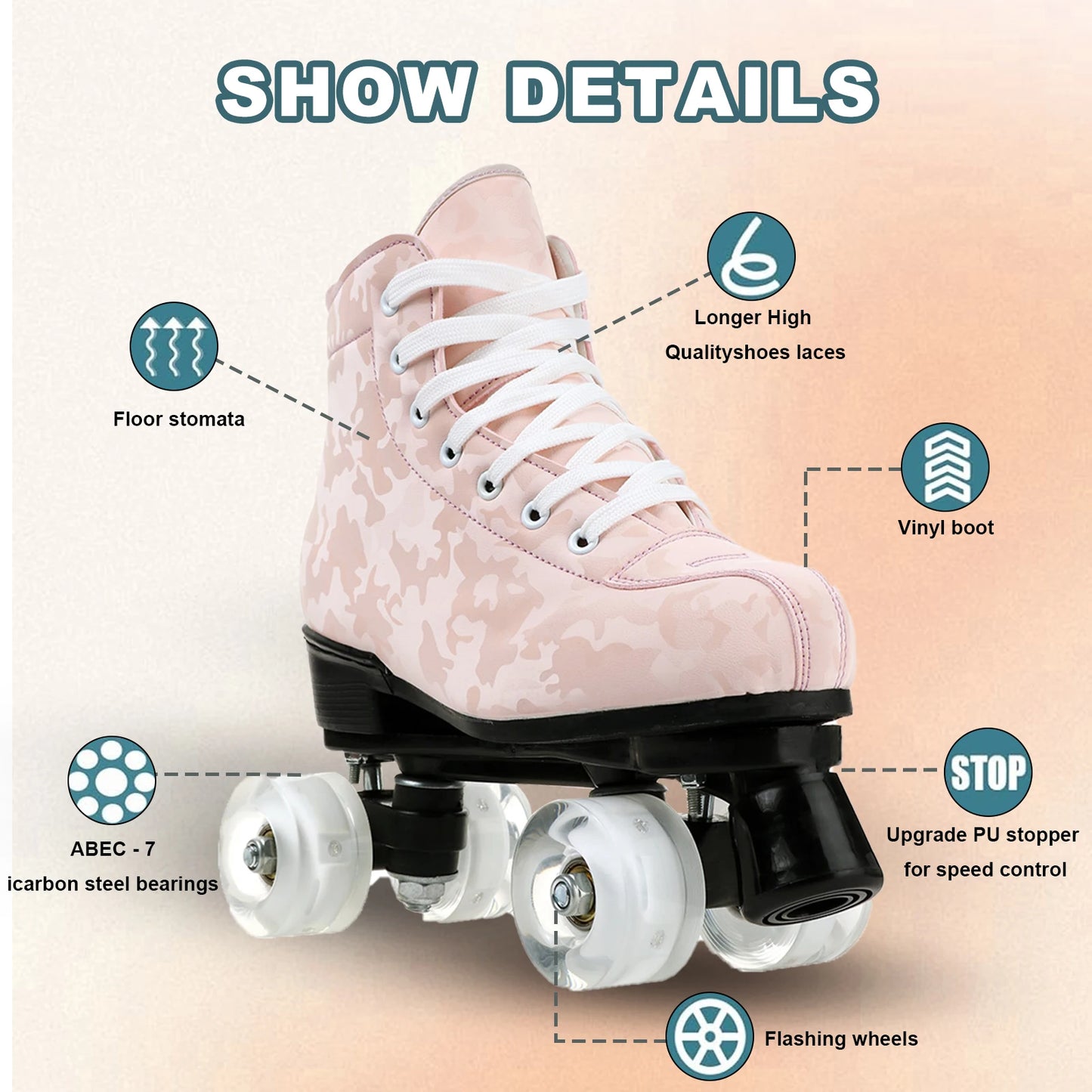 Double Row 4 Wheels Rollerblade Flashing Roller Skates Shoes.