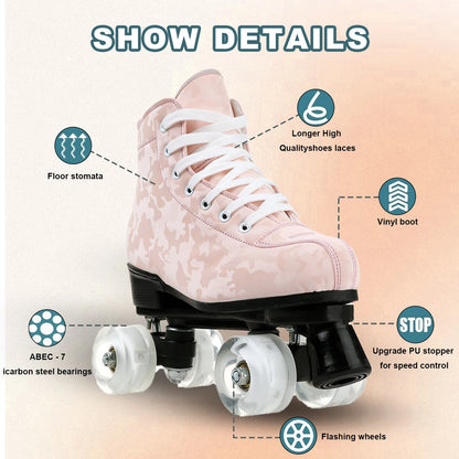 Double Row 4 Wheels Rollerblade Flashing Roller Skates Shoes.