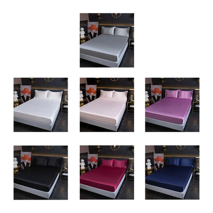 Satin Flat Sheet Durable Mattress Protector Cover grey