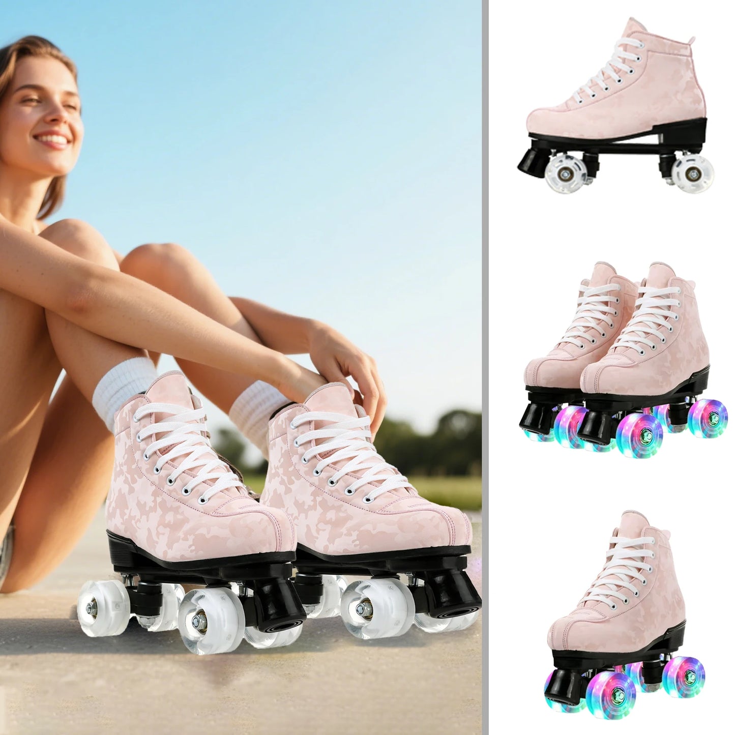 Double Row 4 Wheels Rollerblade Flashing Roller Skates Shoes.