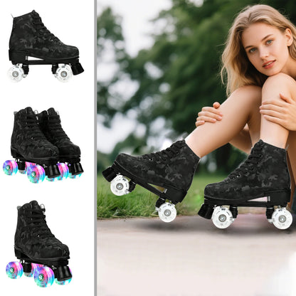 Double Row 4 Wheels Rollerblade Flashing Roller Skates Shoes.