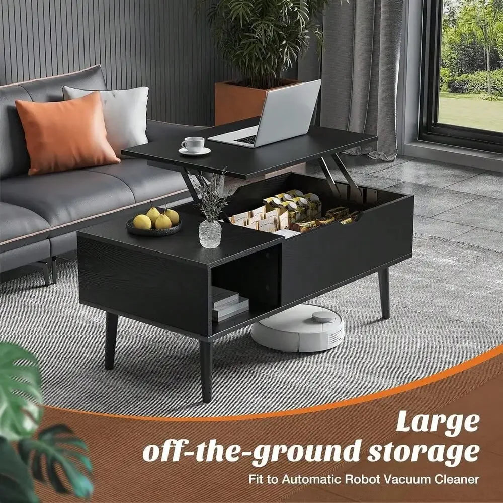 Lift Top Wooden Coffee Table with Storage Shelf