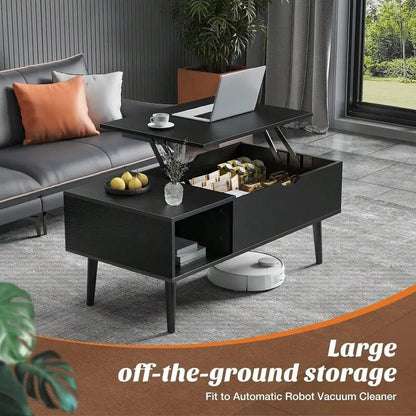 Lift Top Wooden Coffee Table with Storage Shelf