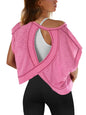 Women’s Summer Cotton Workout Tops Open Back Short Sleeve Blouses Y2k Athletic T-shirt Casual Gym Yoga Tee