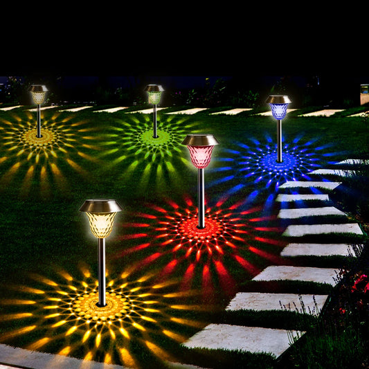 solar Color-changing Garden Lawn Lights, Outdoor Waterproof LED Yard Stakes