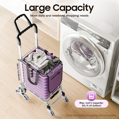 Purple Portable Foldable Shopping Cart