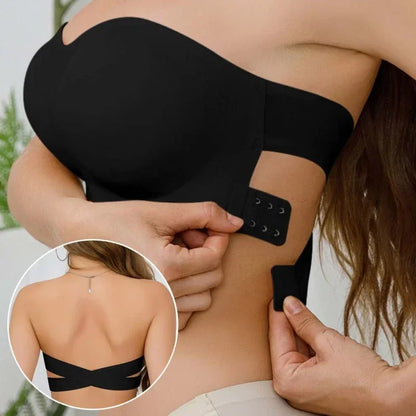 Women's Strapless Bra Cross Side Buckle Underwear