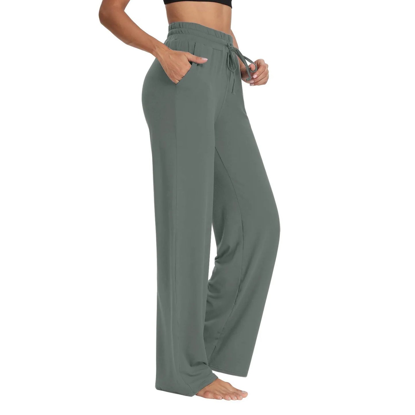 2025 Yoga Sweatpants Women - High Waisted Wide Leg Pants with Pockets, Comfy Loungewear & Workout Gear (Breathable)