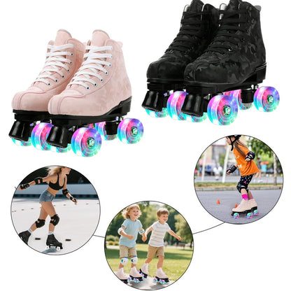 Double Row 4 Wheels Rollerblade Flashing Roller Skates Shoes.