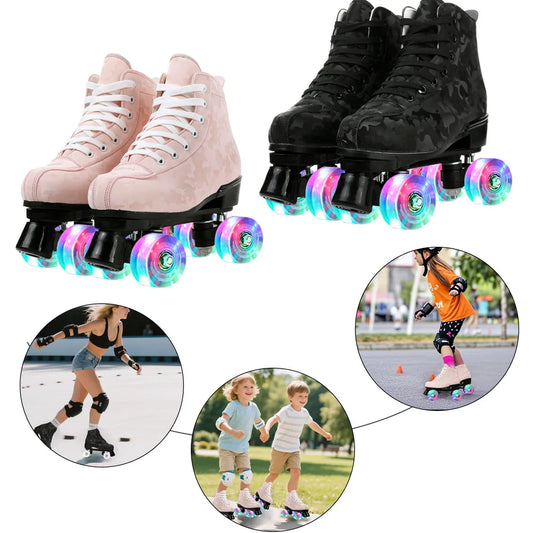 Double Row 4 Wheels Rollerblade Flashing Roller Skates Shoes.