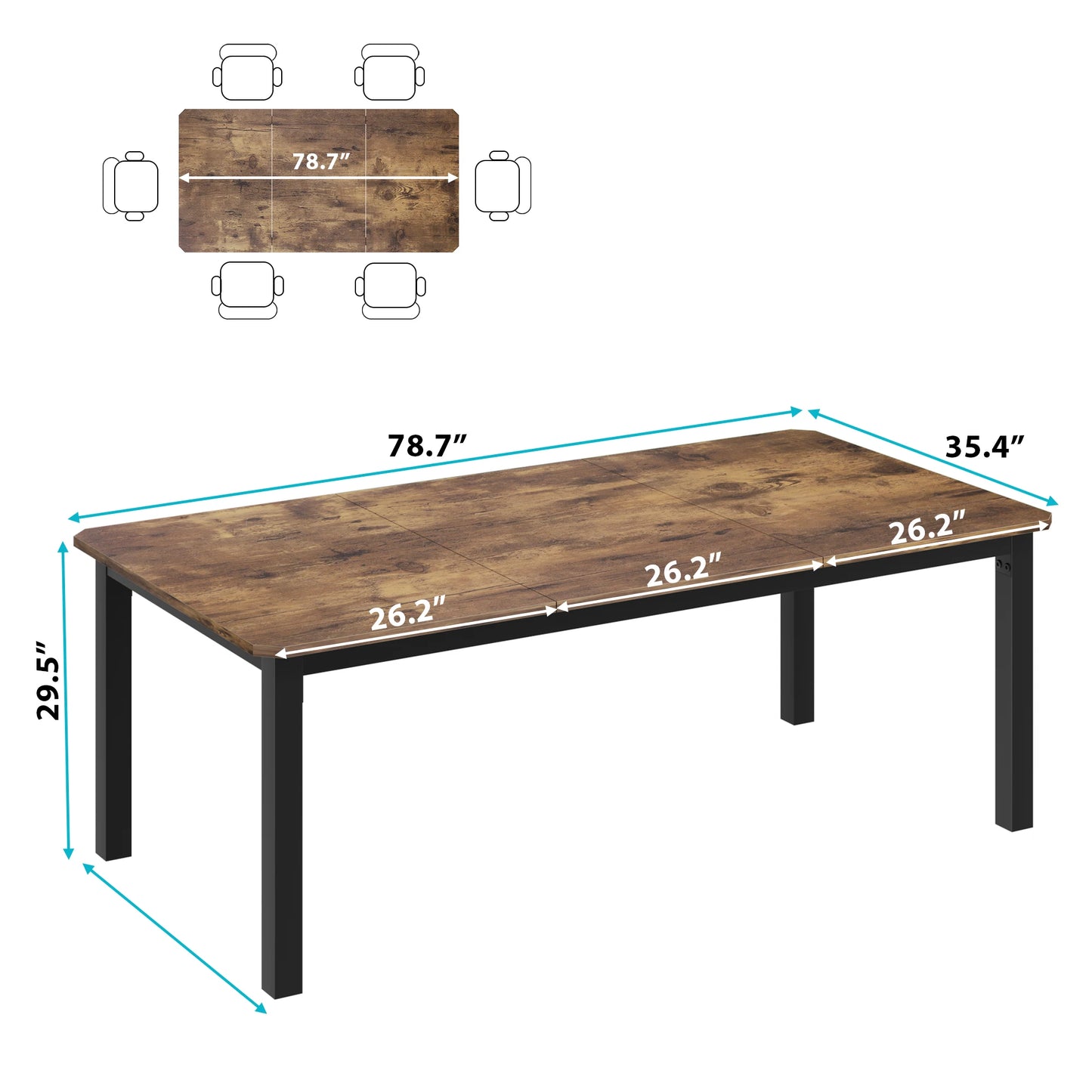Retro Brown Industrial Dining Table