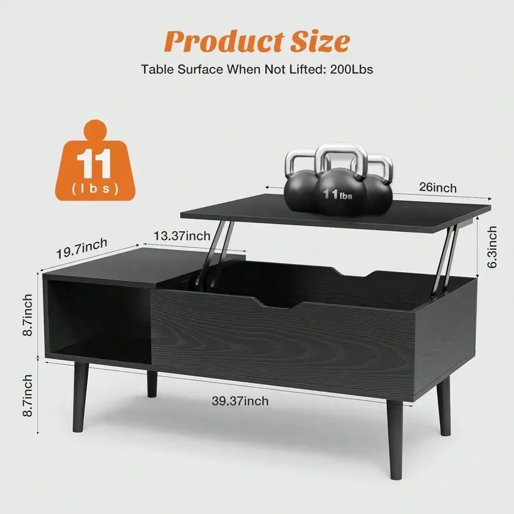 Lift Top Wooden Coffee Table with Storage Shelf