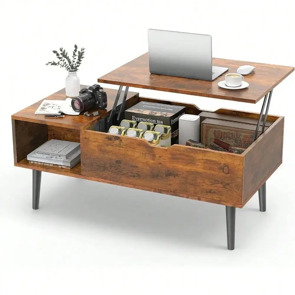 Lift Top Wooden Coffee Table with Storage Shelf