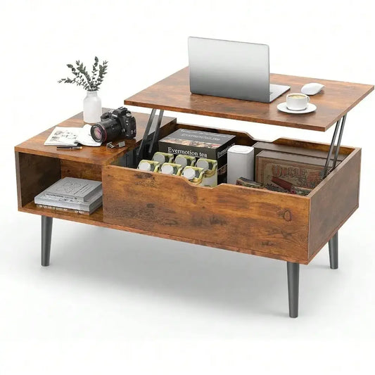 Lift Top Wooden Coffee Table with Storage Shelf