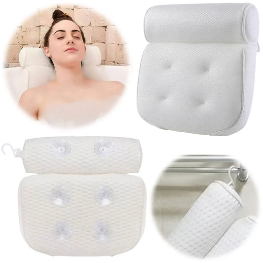 Bath Pillow with Anti-Slip Suction Cups  Supports Head Back Neck