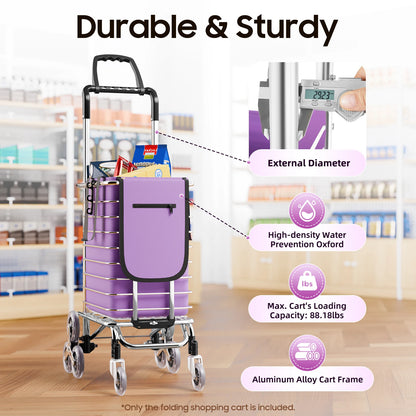 Purple Portable Foldable Shopping Cart
