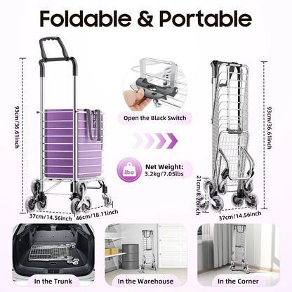 Purple Portable Foldable Shopping Cart