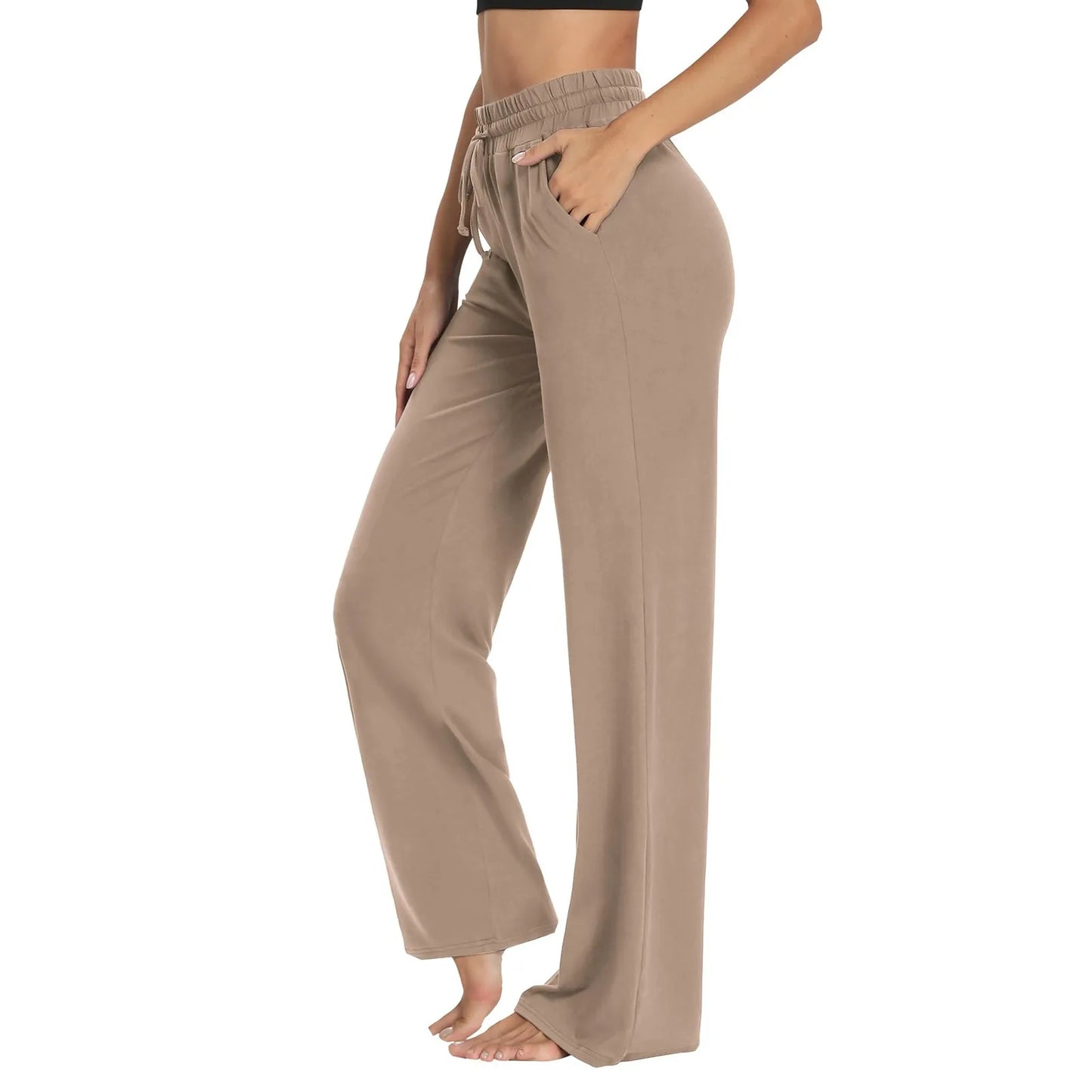 2025 Yoga Sweatpants Women - High Waisted Wide Leg Pants with Pockets, Comfy Loungewear & Workout Gear (Breathable)