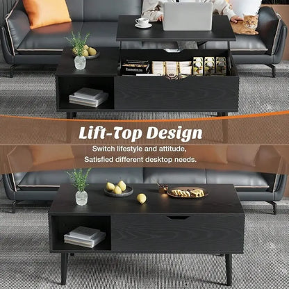 Lift Top Wooden Coffee Table with Storage Shelf