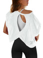Women’s Summer Cotton Workout Tops Open Back Short Sleeve Blouses Y2k Athletic T-shirt Casual Gym Yoga Tee