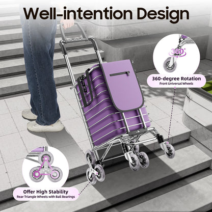 Purple Portable Foldable Shopping Cart