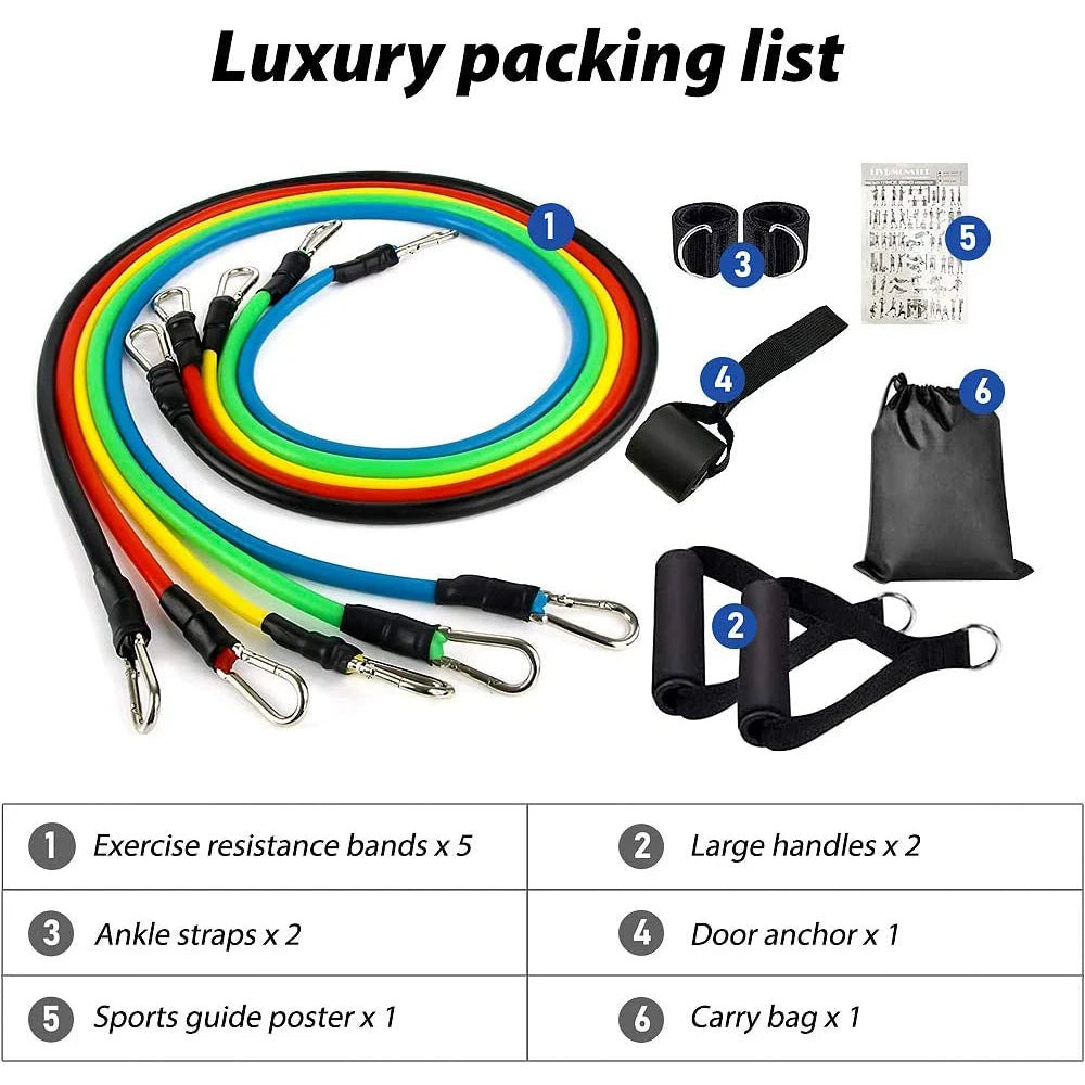 11PCS Elastic Rubber Resistance  Expander Band