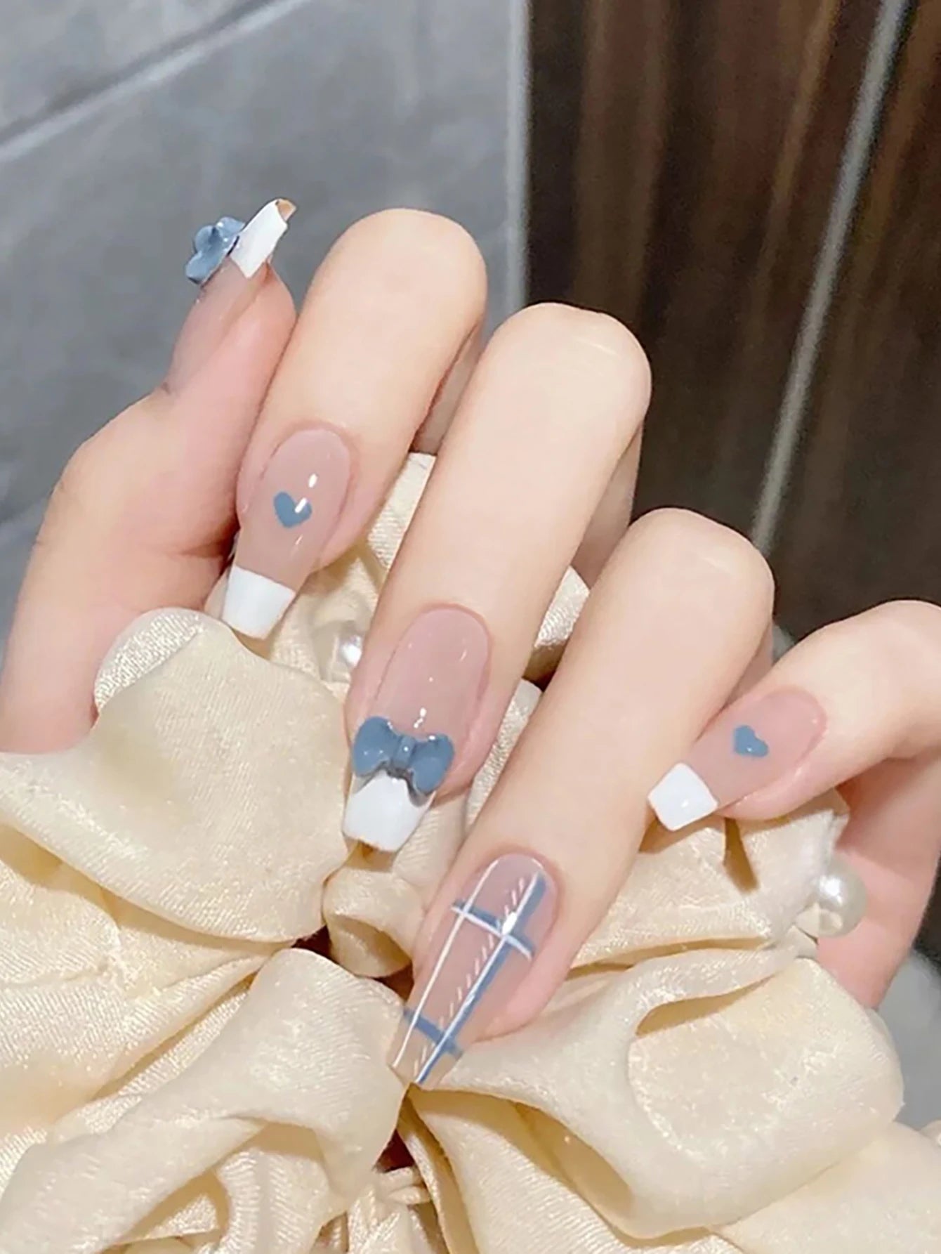 Gradient Color Marbled False Nails Non-Fading