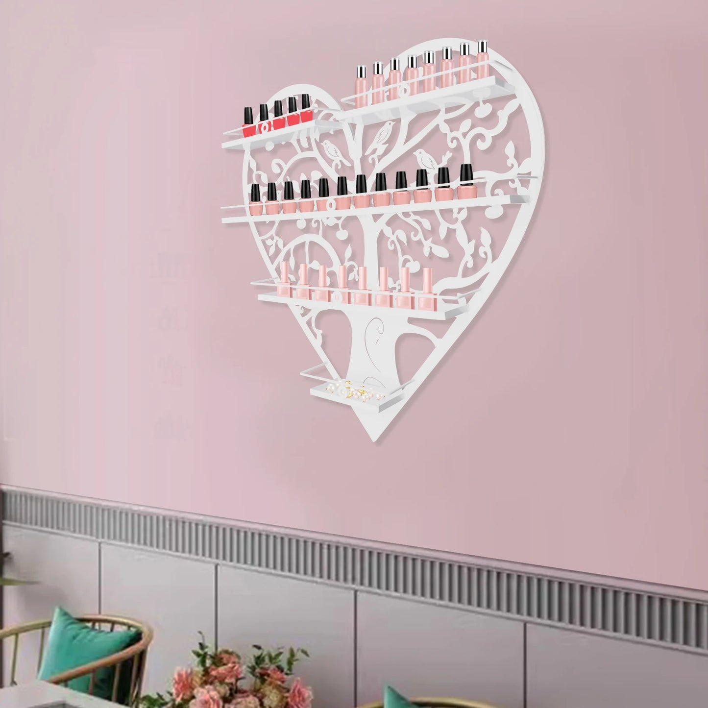 Metal Shelves Wall-Mounted Nail Polish Racks
