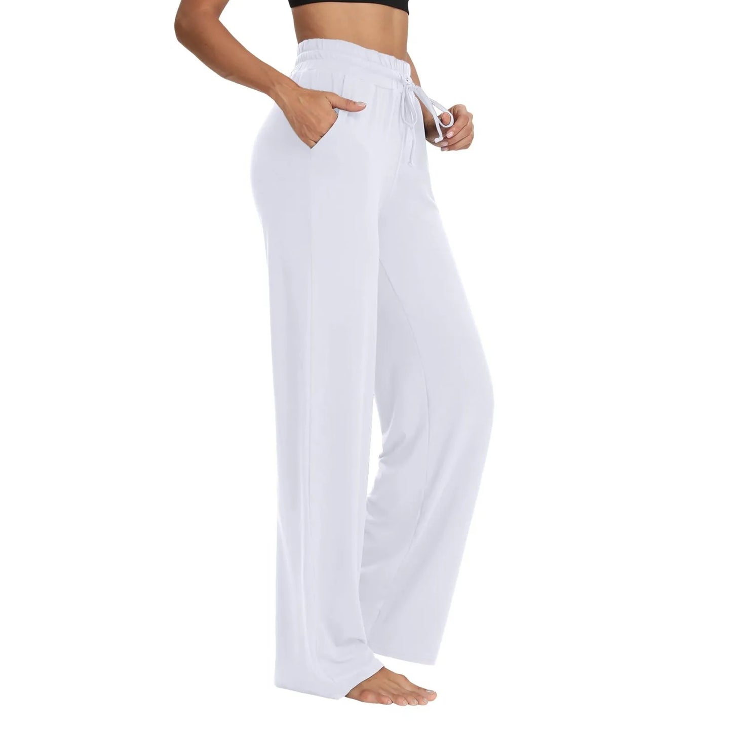 2025 Yoga Sweatpants Women - High Waisted Wide Leg Pants with Pockets, Comfy Loungewear & Workout Gear (Breathable)