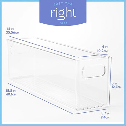Plastic Food Storage 6 Pack Clear Container Bin with Handles