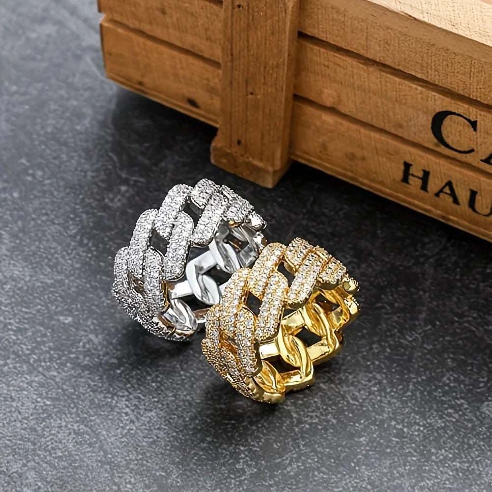 American Street Hip Hop Cuban Ring, Gemstone Jewelry