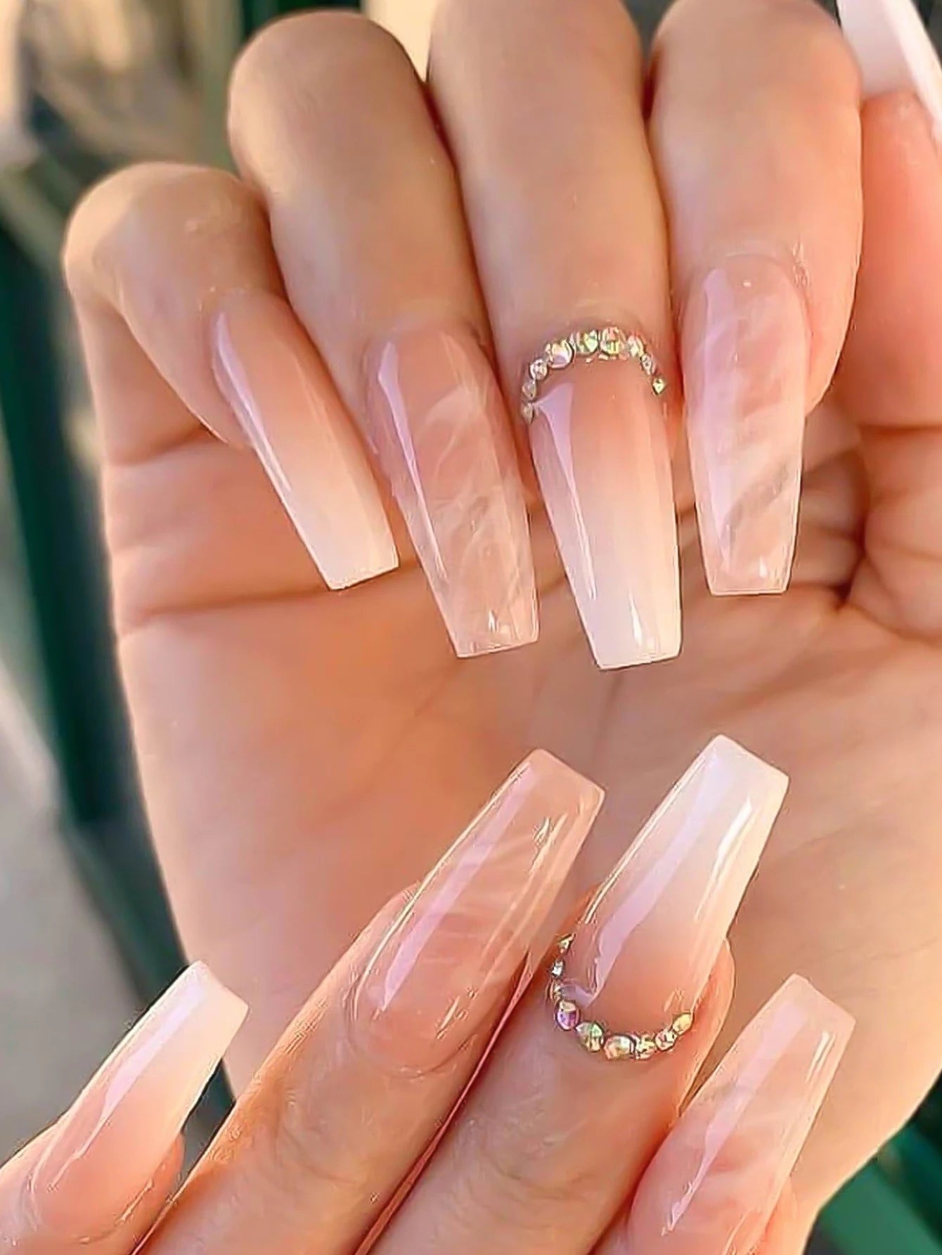 Gradient Color Marbled False Nails Non-Fading